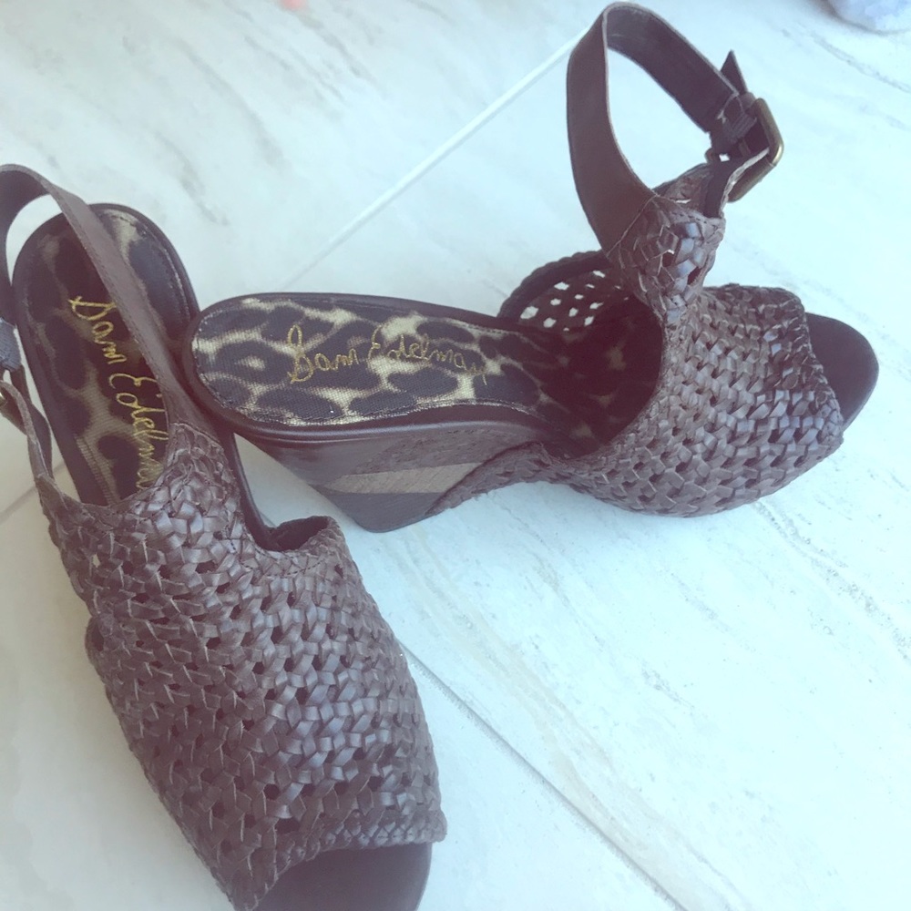 Sam Edelman wedges. Dark brown size 9.5 NWT
